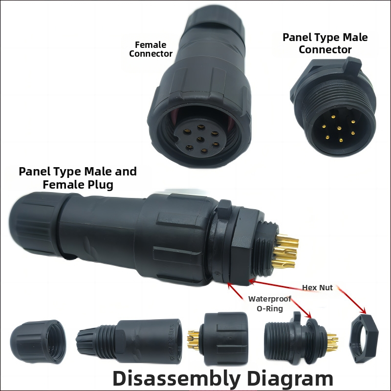 M14 водоустойчив авиационен конектор — щепсел и гнездо, 2–8 полюса, 220V, AC/DC интерфейс, медни контакти