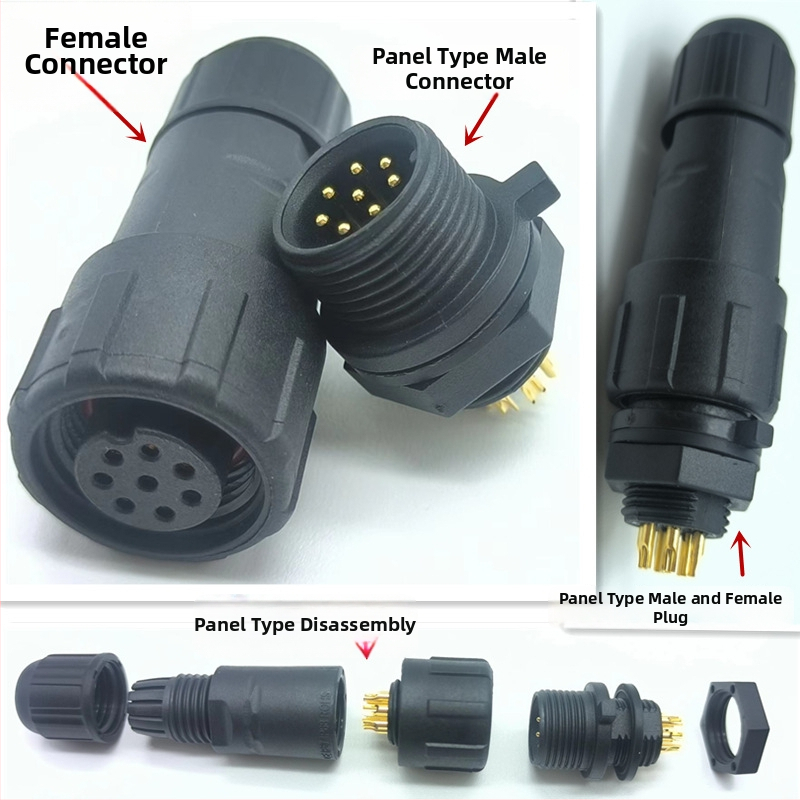 M14 водоустойчив авиационен конектор — щепсел и гнездо, 2–8 полюса, 220V, AC/DC интерфейс, медни контакти