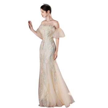 Večernja haljina s jednim ramenom za žene, visok struk, duga suknja u obliku ribje repi, bez rukava, poliesterska mješavina 30–50%