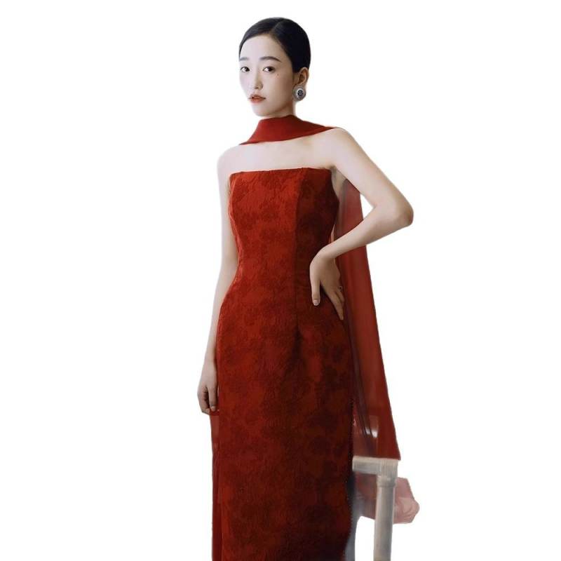 Vjenčana haljina za zaruke, bez rukava, tube-top fazon, A-linija silueta, duga suknja, struk srednje visine