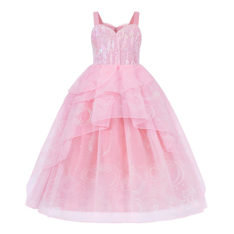 Dječja haljina princeze za cosplay s šljokicama i cvjetnim uzorkom; stil: princeza, naramenice; glavni materijal: poliester; podstava: poliester; uzorak: cvjetni