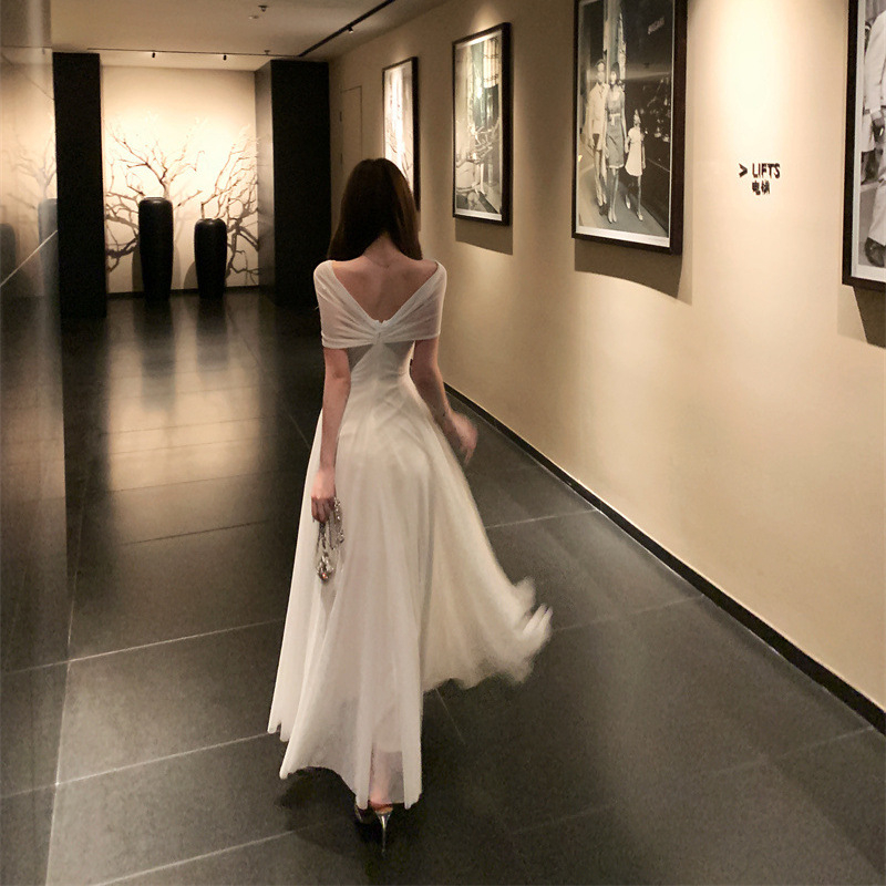 Rochie maxi din poliester, fără mâneci, decolteu în V, talie înaltă, croială A-line