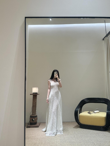 Haljina u francuskom stilu s teškom čipkom i šivanjem; bez rukava; duga A-linija; visok struk (Stretch polyester; Embroidery)