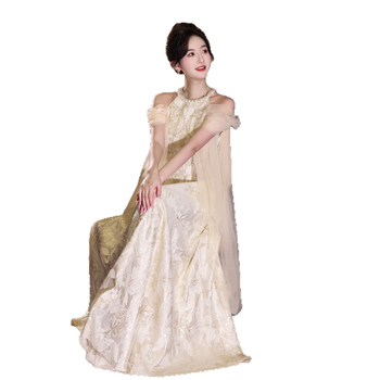 Vjenčana haljina za zaruke s halterom, A-linijskog kroja, visokim strukom, bez rukava, duga suknja