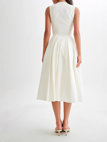 V-nyakú, ujjatlan, patchwork, poliészter, midi hossz