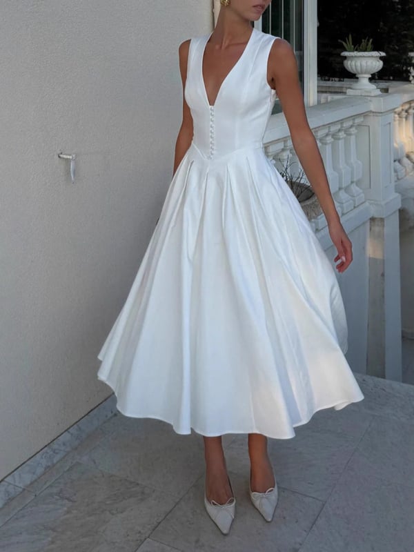 V-nyakú, ujjatlan, patchwork, poliészter, midi hossz