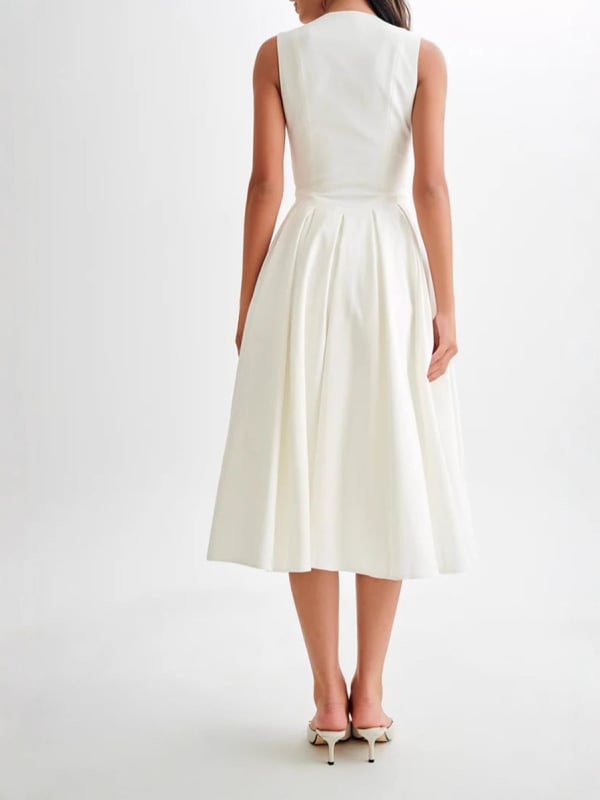 V-nyakú, ujjatlan, patchwork, poliészter, midi hossz