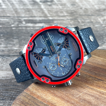 Férfi kvarcóra, Modell 095, 49 mm tárcsájú, 12 mm vastagság, ötvözet tokozás, PU szíj