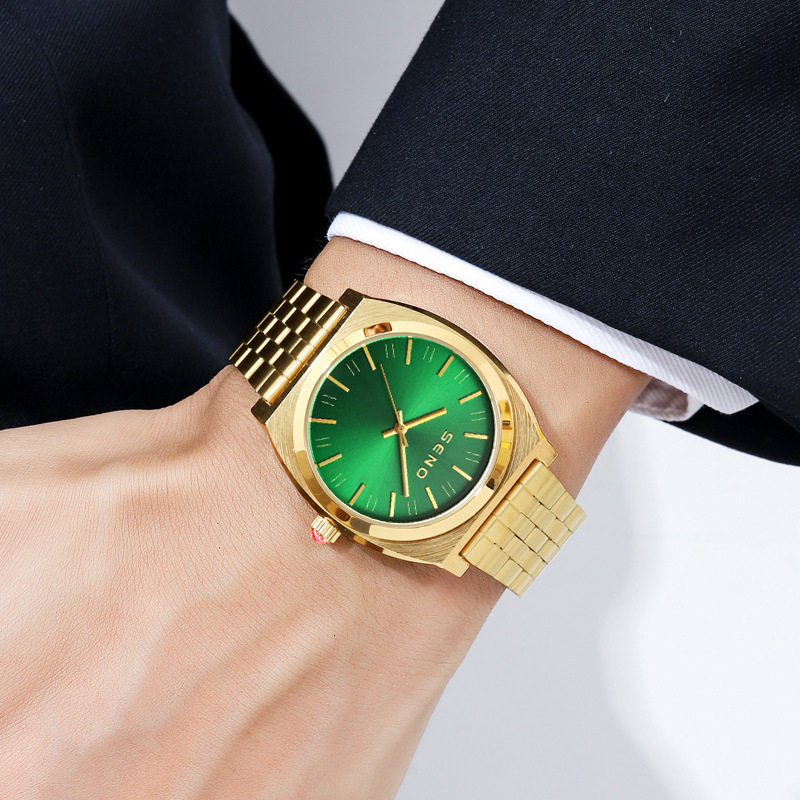 Uniszex kvarc karóra rozsdamentes acél tokkal és acél szíjjal, modell S078, vízálló 30 m, Márka SENO/Chenno