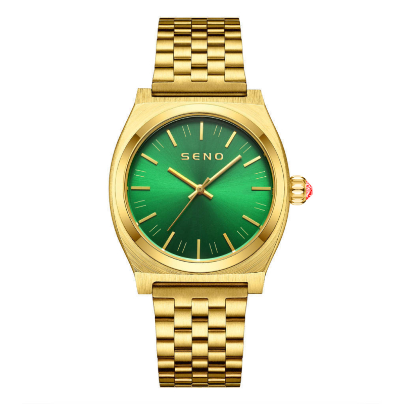 Uniszex kvarc karóra rozsdamentes acél tokkal és acél szíjjal, modell S078, vízálló 30 m, Márka SENO/Chenno
