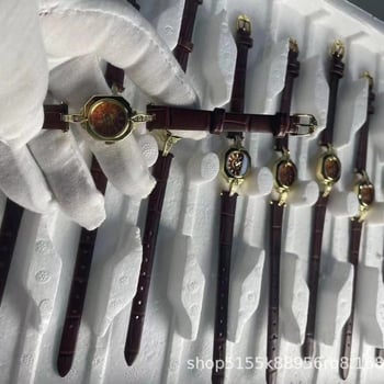 Ceas de damă cu mecanism quartz (Miyota Japan VX00), carcasă din oțel, curea din oțel fin, rezistență la apă 10 m, cadran oval, stil japonez vintage