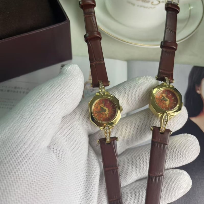 Ceas de damă cu mecanism quartz (Miyota Japan VX00), carcasă din oțel, curea din oțel fin, rezistență la apă 10 m, cadran oval, stil japonez vintage