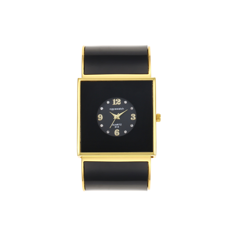 Férfi karóra kvarcos mozgatással, négyzet alakú tárca, ötvözet tok és szíj, analóg kijelző, spirál korona