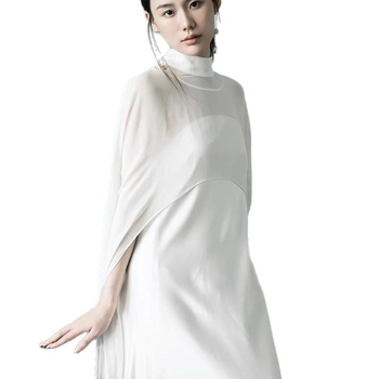 Vjenčana haljina A-linije, visokim strukom, bez rukava, duga suknja, poliester tkanina