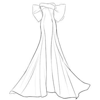 Rochie de mireasă la comandă, în linie A, decolteu tubular fără bretele, fără mâneci, talie înaltă și fustă lungă