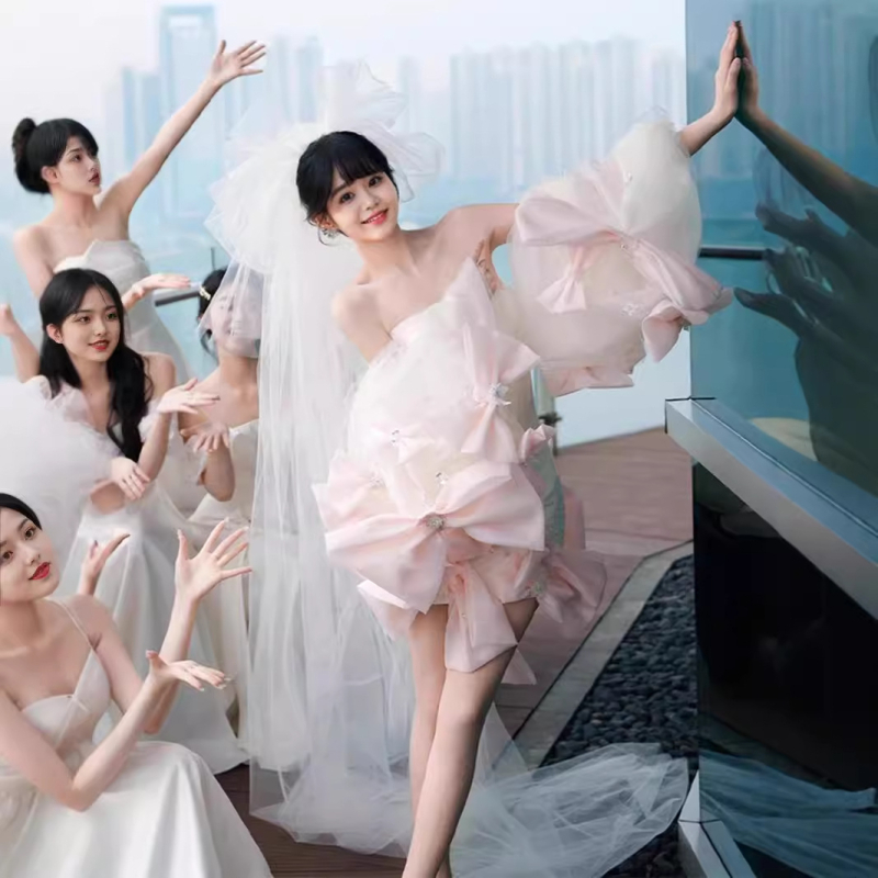 Menyasszonyi ruha Tube Top, ujjatlan, magas derekú, tüll szoknya, hosszú szoknya, 2024 nyár