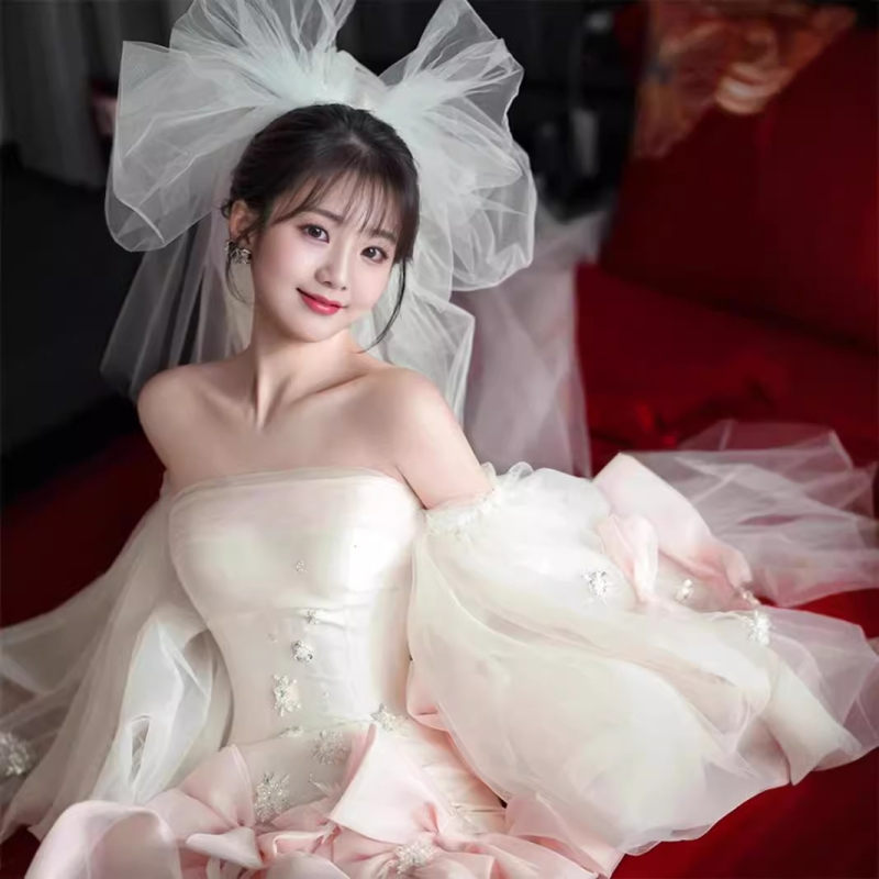 Menyasszonyi ruha Tube Top, ujjatlan, magas derekú, tüll szoknya, hosszú szoknya, 2024 nyár