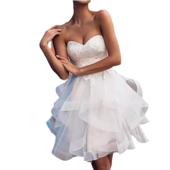 Νυφική δαντελένια τουαλέτα με ψηλή μέση, βαθύ V-ντεκολτέ, πριγκιπικά μανίκια