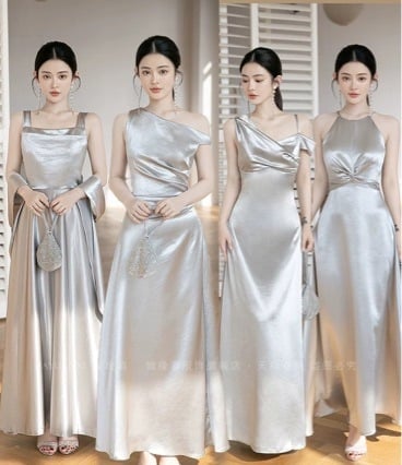 Līgavas māsas kleita, A‑līnija, Ice Silk ar poliesteru vairāk kā 95%, bez piedurknēm, gara kleita