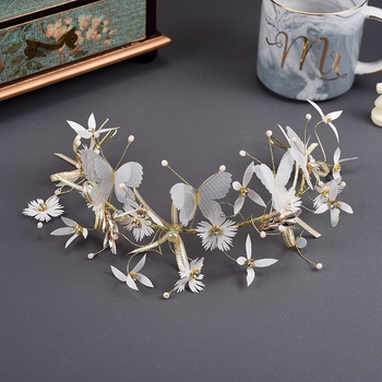 Сватбена флорална корона за глава - корейски стил, свежа и сладка, плат, пролет 2023