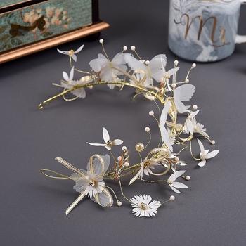 Сватбена флорална корона за глава - корейски стил, свежа и сладка, плат, пролет 2023