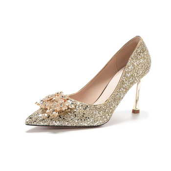 Kahe kasutusvõimalusega pruutkingad rhinestones, terava varba, 6–8 cm konts, naturaalnahast sisetald