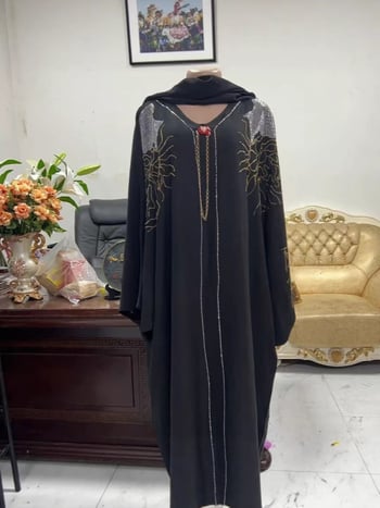 Női abaya maxi ruha virágos mintával, Tencel Lyocell 95%+, kerek nyakú, hosszú bat ujjú, tavasz 2025