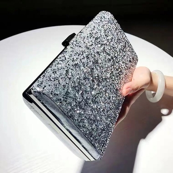 PU večernja torbica s rhinestones, Gem stil, tvrd okvir, otvaranje poklopcem, crossbody za žene