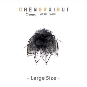 Поликарбонатен клип за коса с цветя и пера, ръчно изработен, луксозен стил и модерен аксесоар за коса