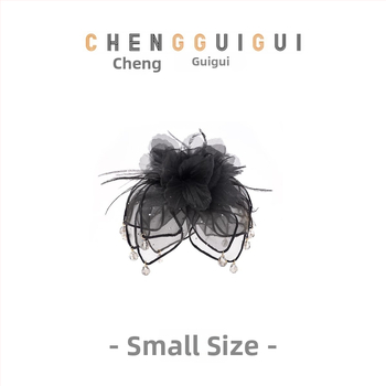 Поликарбонатен клип за коса с цветя и пера, ръчно изработен, луксозен стил и модерен аксесоар за коса