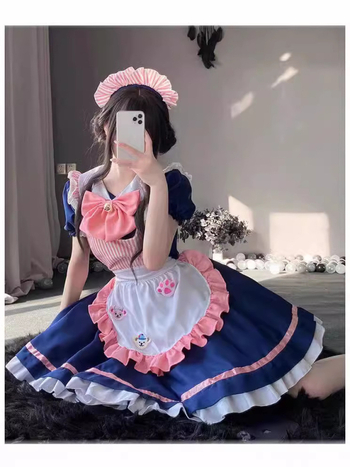 Lolita stilā kalpones cosplay kleita, seksīgs skatuves kostīms; galvenais audums: poliesters (<30%); otrais audums: poliesters (<30%); sezona: vasara 2024.