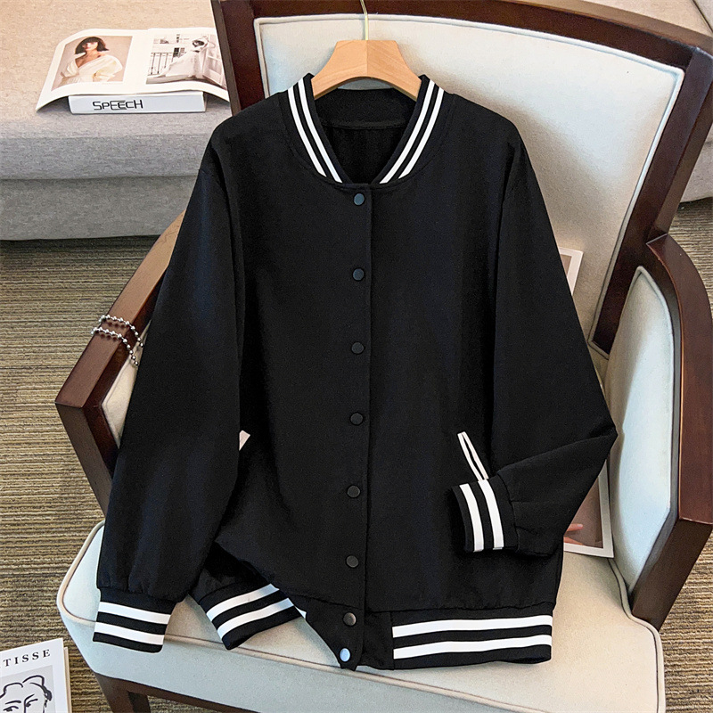 Dámska baseballová bunda z bavlny (80-90%), okrúhly výstrih, dlhé rukávy, elegantný mestský štýl