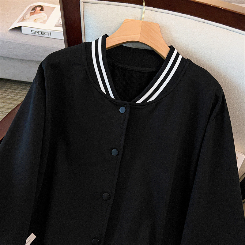 Dámska baseballová bunda z bavlny (80-90%), okrúhly výstrih, dlhé rukávy, elegantný mestský štýl