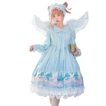 Lolita haljina, Stil s trakama, Midi duljina, Digitalno printanje, Odrasli