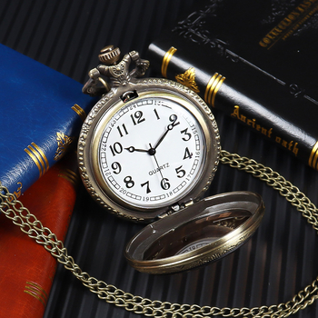 Мъжки джобен часовник, ретро дизайн, класически сгъваем капак, носталгично кварцово движение Seagull, LED движение, корпус от ковано желязо, водоустойчивост 20 м