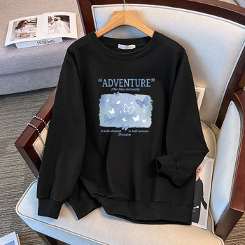 Ženski pamučni sweatshirt, tan, okrugli ovratnik, dugi rukav, srednja duljina – Zima 2025, elegantan gradski stil