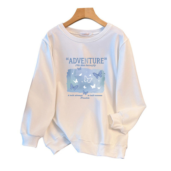 Ženski pamučni sweatshirt, tan, okrugli ovratnik, dugi rukav, srednja duljina – Zima 2025, elegantan gradski stil