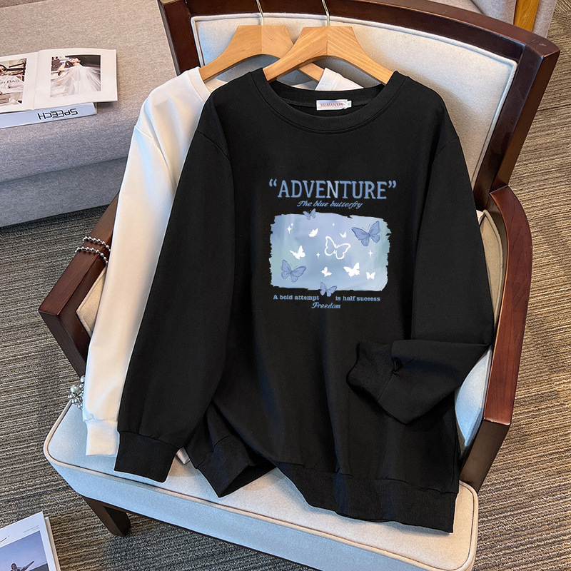 Ženski pamučni sweatshirt, tan, okrugli ovratnik, dugi rukav, srednja duljina – Zima 2025, elegantan gradski stil