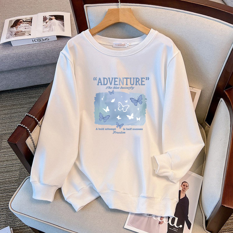 Ženski pamučni sweatshirt, tan, okrugli ovratnik, dugi rukav, srednja duljina – Zima 2025, elegantan gradski stil