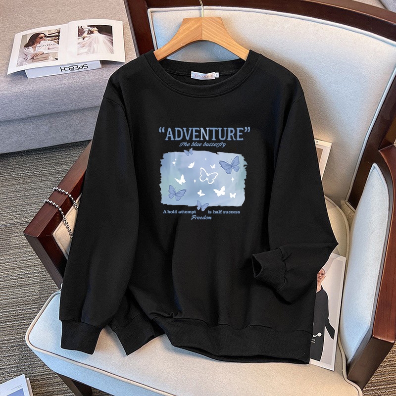 Ženski pamučni sweatshirt, tan, okrugli ovratnik, dugi rukav, srednja duljina – Zima 2025, elegantan gradski stil