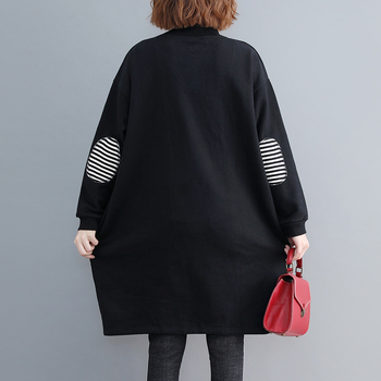 Pulover cu căptușeală din fleece, gros, croială lejeră, lungime medie