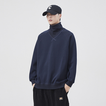 Korejskog stila pamukasti pulover-svijet, opuštenog kroja, okrugli izrez, dugi rukavi, bez podstave, patch džep, jednobojan