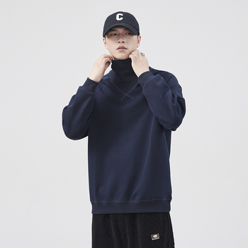 Korejskog stila pamukasti pulover-svijet, opuštenog kroja, okrugli izrez, dugi rukavi, bez podstave, patch džep, jednobojan