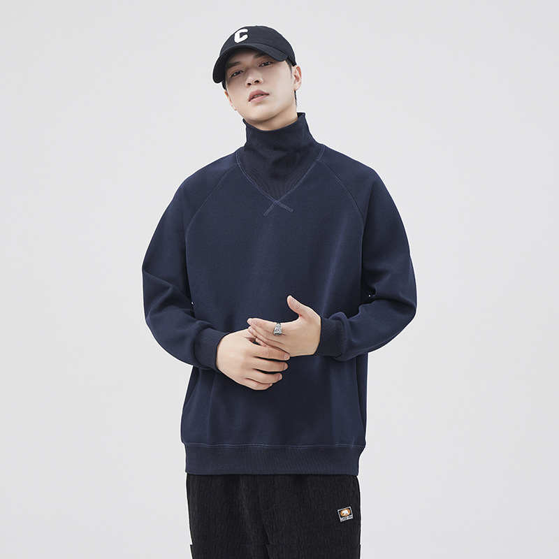 Korejskog stila pamukasti pulover-svijet, opuštenog kroja, okrugli izrez, dugi rukavi, bez podstave, patch džep, jednobojan