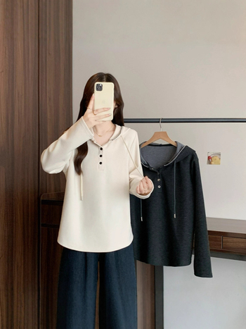 Ženski dukserica s kapuljom, dugi rukav, standardna duljina, jesen 2025, poliester