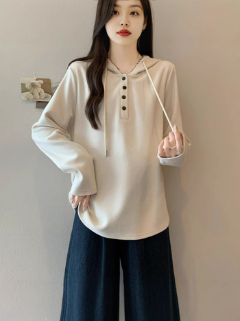 Ženski dukserica s kapuljom, dugi rukav, standardna duljina, jesen 2025, poliester