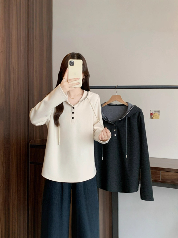 Ženski dukserica s kapuljom, dugi rukav, standardna duljina, jesen 2025, poliester