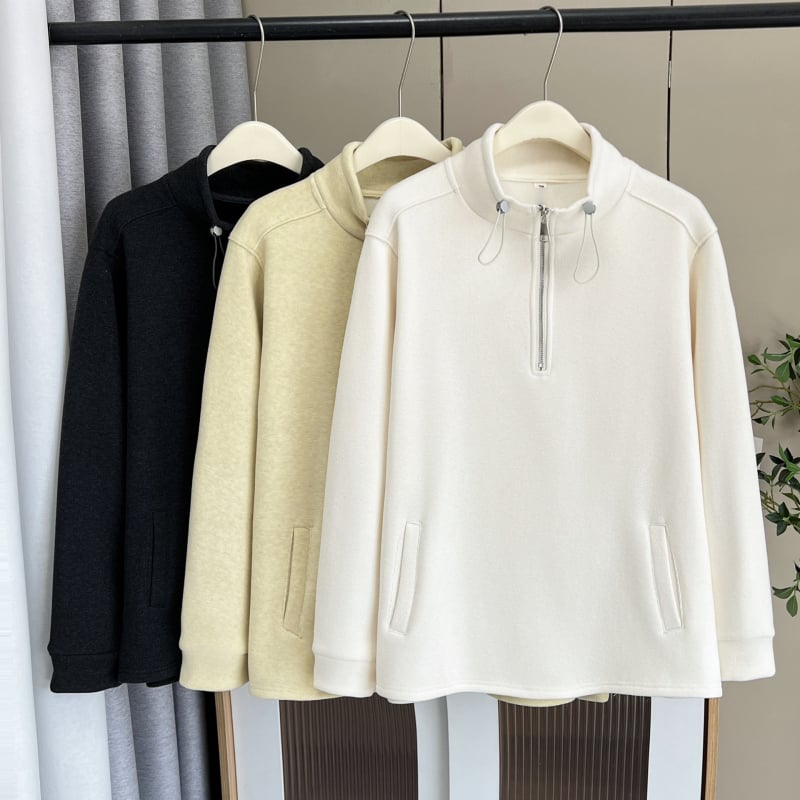 Ženska dukserica s kapuljačom i fleis podstavom, stojeći ovratnik, debeli poliester, 90–95% poliester, regularni kroj, dugi rukav, Zima 2025