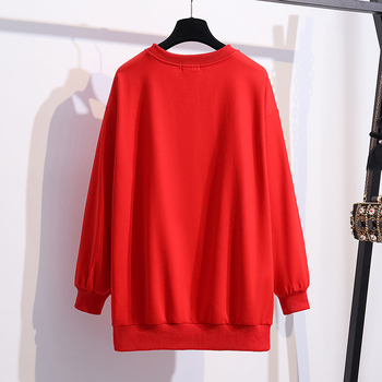Pamukasta mikina s karikaturnim uzorkom, proljeće, okrugli izrez, dugi rukavi