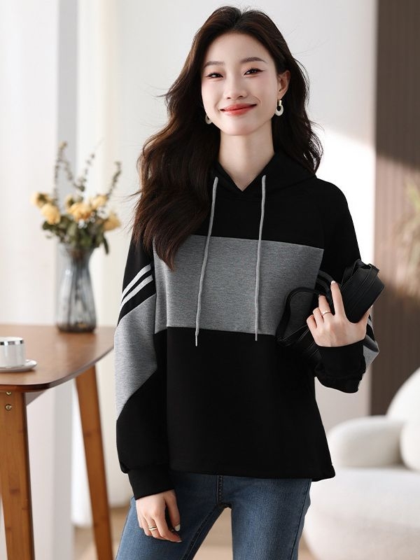 Ženska hoodie pulover jakna, opušten kroj, poliester-pamuk smjesa, dugi rukavi, srednja duljina, šavni dizajn